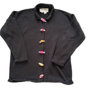 Vtg Womens Sweater Cardigan Sz M Novelty Whimsy Coquette Quirky Retro Feminine